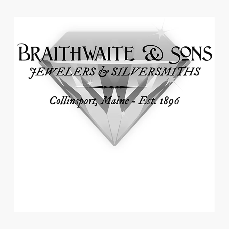 Vintage Maine Jewelry Store Logo with Diamond Icon Throw Pillow