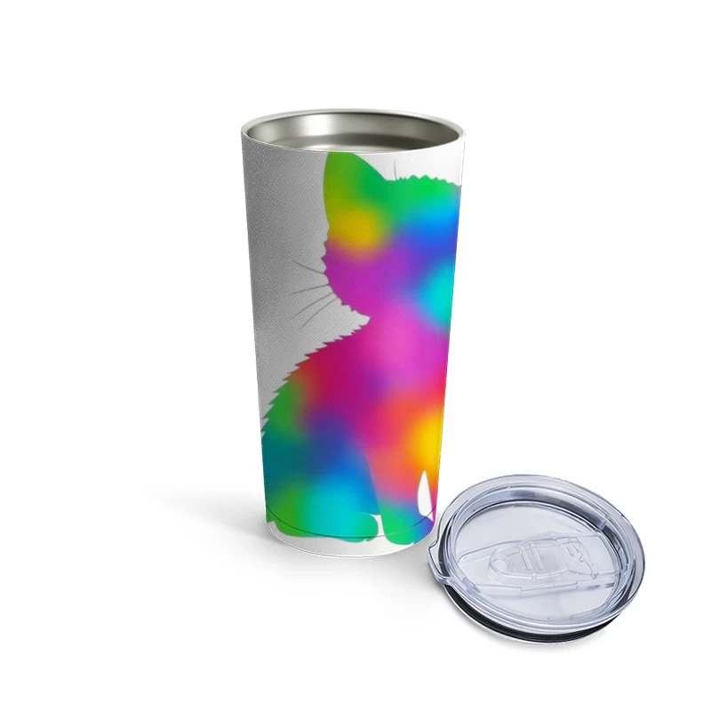 Rainbow Gradient Cat Silhouette Art Travel Mug