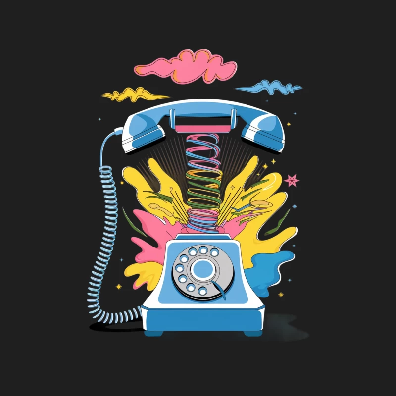 Colorful Retro Telephone with Artistic Pop Art Splashes Male Tank Top