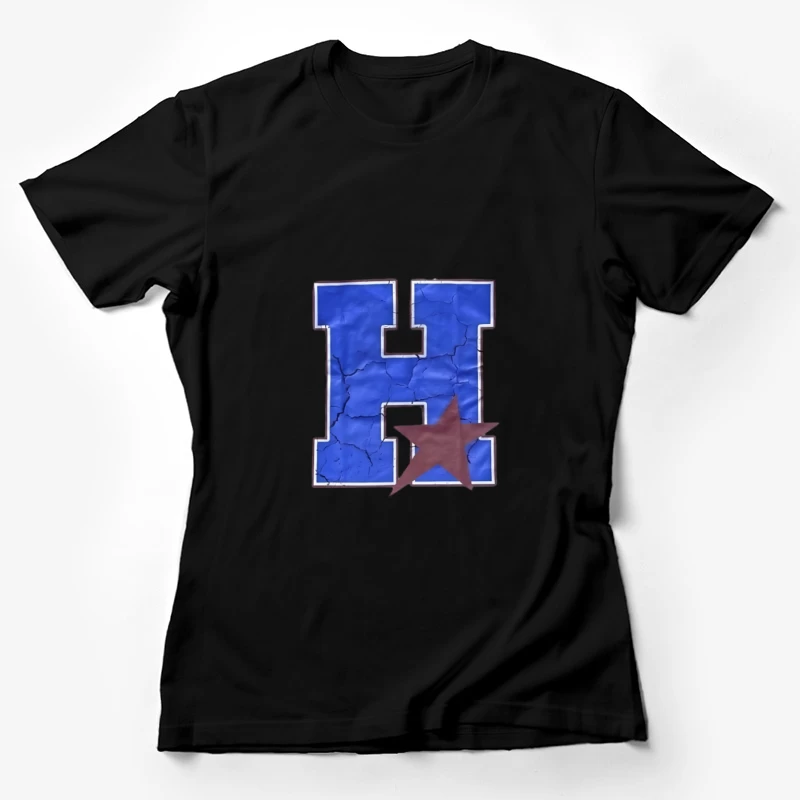 Lettre H bleue avec étoile rouge Femme T-Shirt
