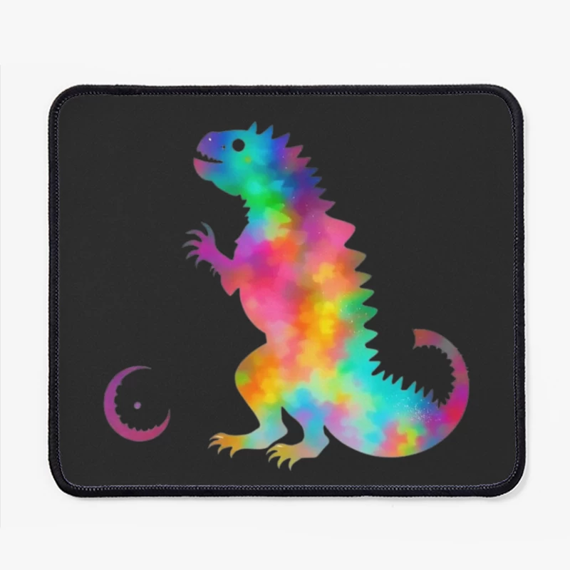 Rainbow Watercolor T-Rex Silhouette Mouse Pad