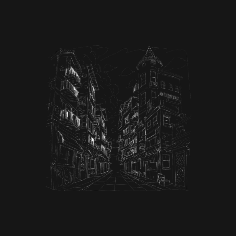 City Street Illustration Male Long Sleeve T-Shirt