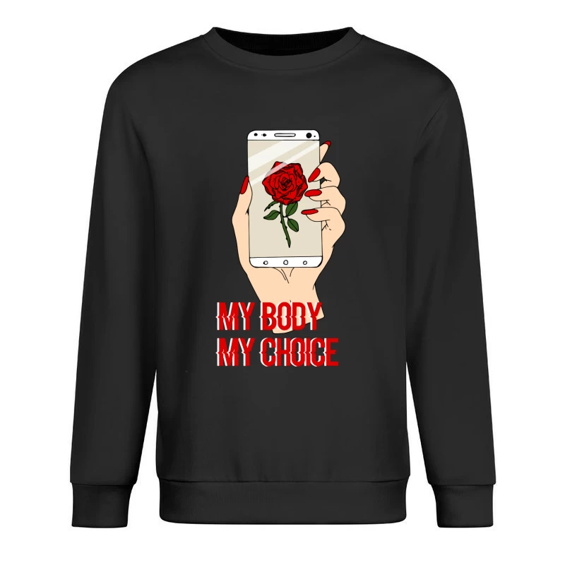 Illustration féministe avec rose et téléphone Homme Sweat-shirt à enfiler