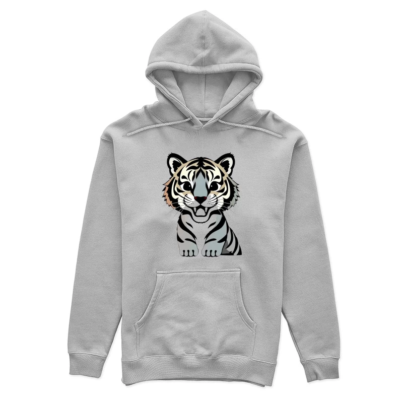 Cartoon Illustration of a Tiger Female Pullover Hoodie