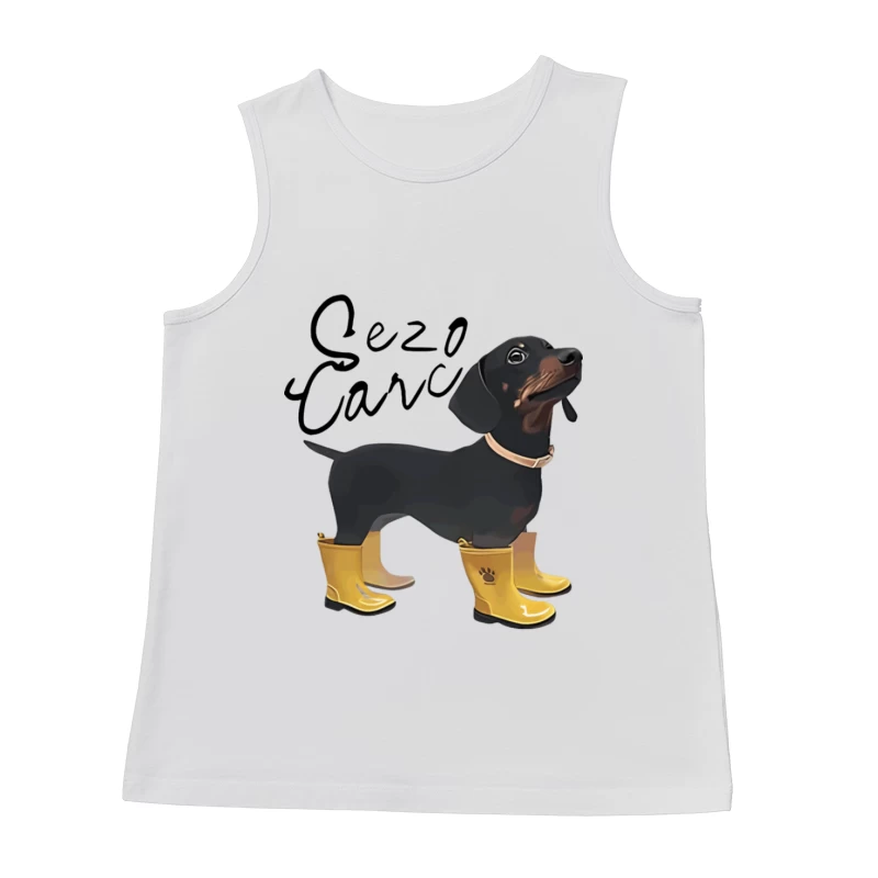 Dackel mit gelben Gummistiefeln Herren Tanktops