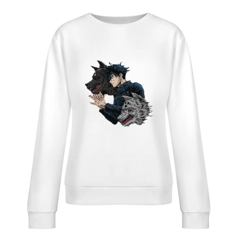 Anime Charakter mit Schattenwölfen Damen Pullover Sweatshirt