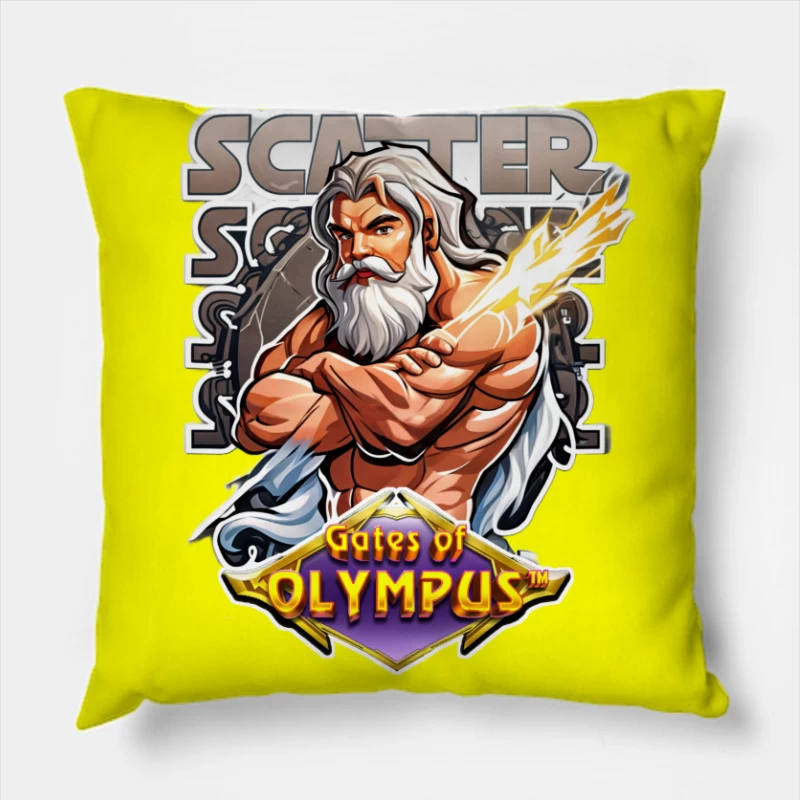 Gates of Olympus Slot Game Scatter Symbol Featuring Zeus Throw Pillow