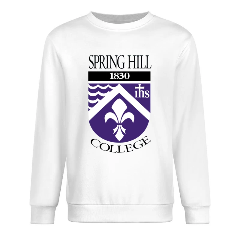 Spring Hill College Historic Shield Logo with Religious Symbolism (Est. 1830) Male Pullover Sweatshirt