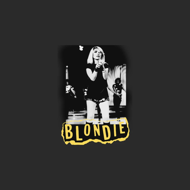 Iconic Blondie Concert Performance in Black and White, 1970s Baseball Cap