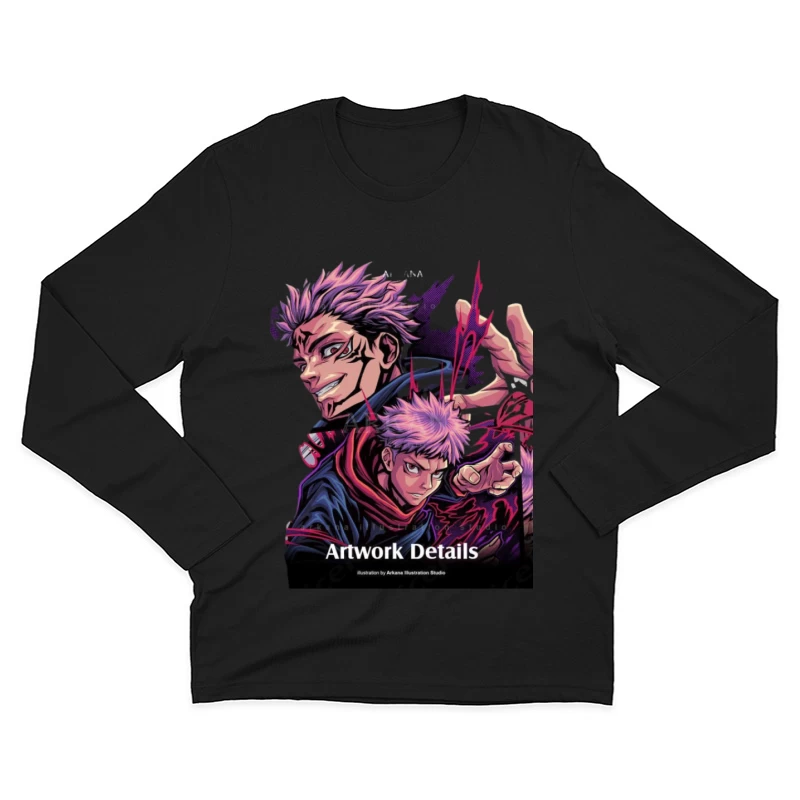 Anime-Charakter-Illustration Herren Langarm T-Shirt