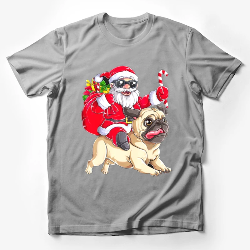 Père Noël branché sur un carlin Homme T-Shirt