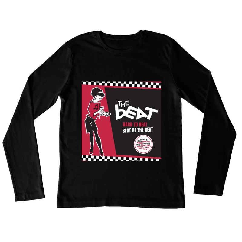 "Hard to Beat: Best of The Beat" Ska Music Album Cover with Red and Black Design Female Long Sleeve T-Shirt