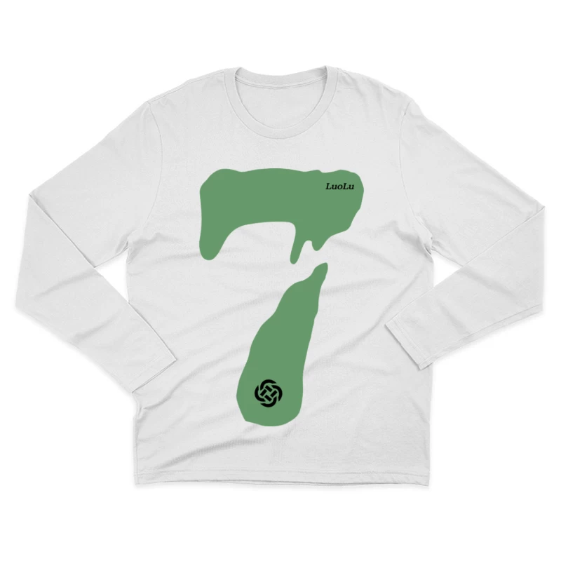 Grüne Zahl Sieben Design Herren Langarm T-Shirt