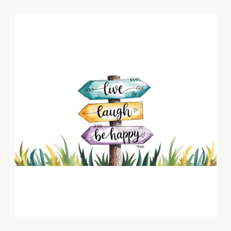 Colorful Watercolor Motivational Signs: Live, Laugh, Be Happy Pin