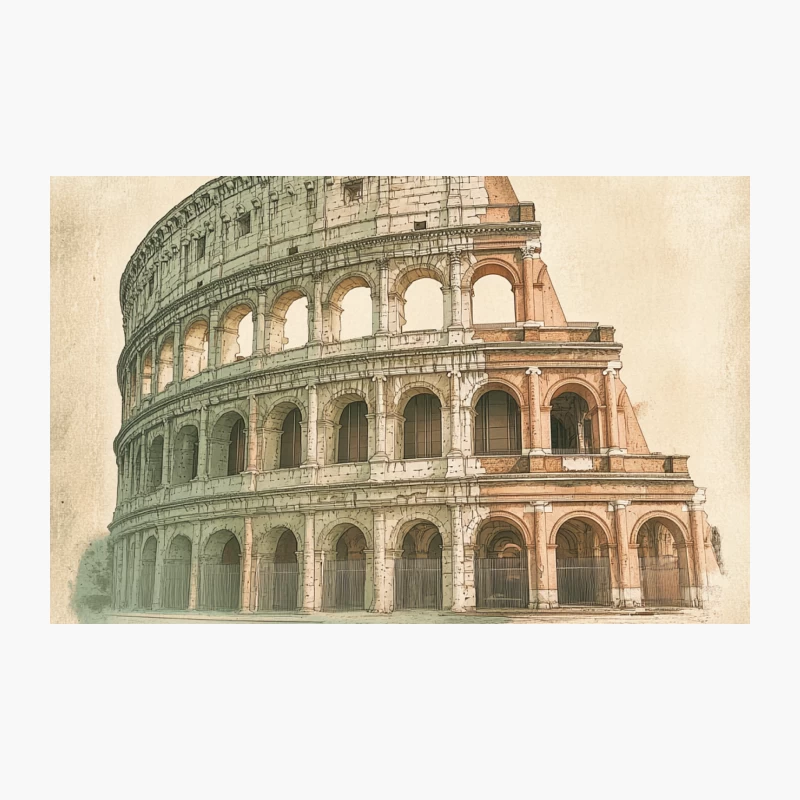 Sepia-Toned Illustration of Rome's Iconic Colosseum Travel Mug