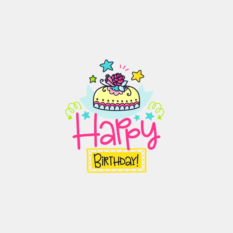 Carte d'anniversaire colorée avec gâteau et étoiles Homme Débardeur