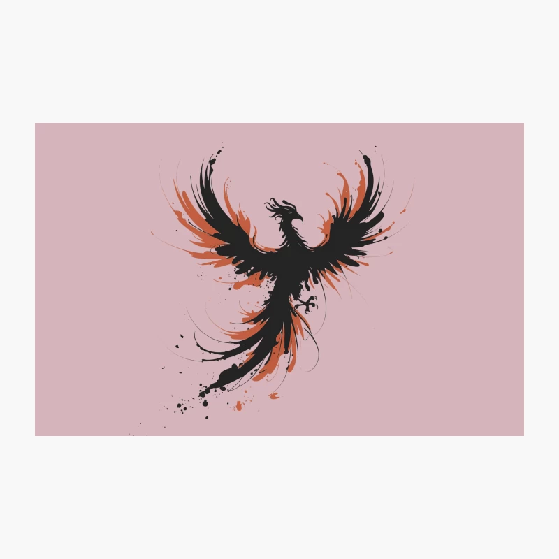 Abstract Phoenix: Mythical Fire Bird in Black and Red Splatter Art Travel Mug
