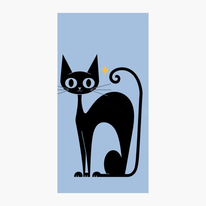 Minimalist black cat cartoon illustration iPhone Case