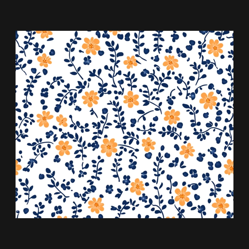 Retro Blue and Orange Floral Seamless Pattern Mouse Pad
