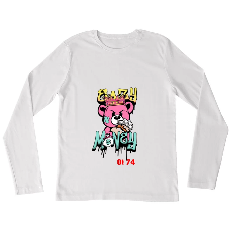 Bär mit Krone und Geld Damen Langarm T-Shirt