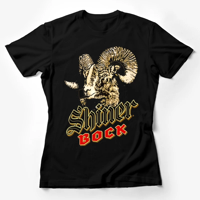 Vintage Shiner Bock Beer Logo with Golden Ram Head Design Female T-Shirt