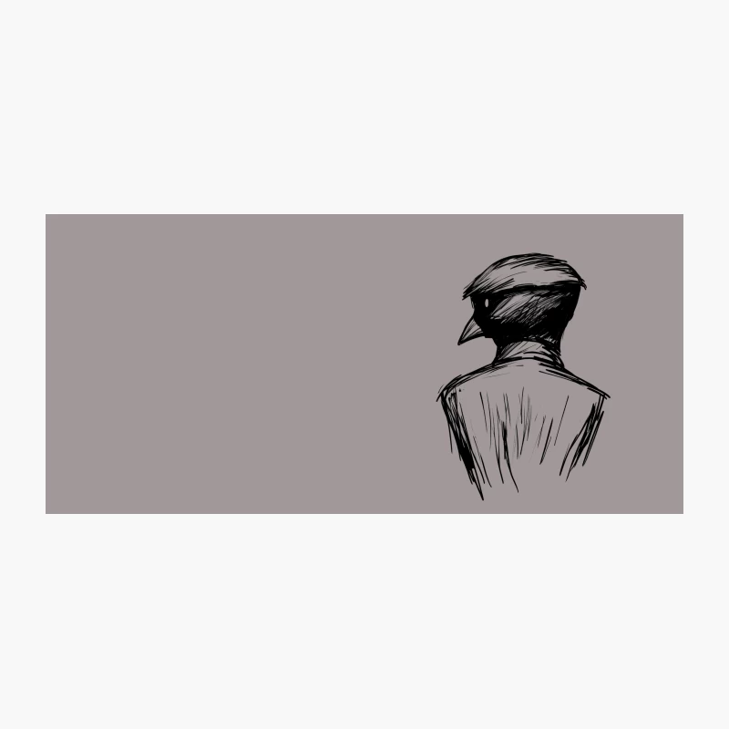 Surreal Sketch of Bird-Human Hybrid in Black and White Coffee Mug