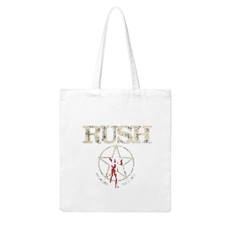 Rush Band Vintage Logo with Pentagram Star Design Cotton Tote Bag