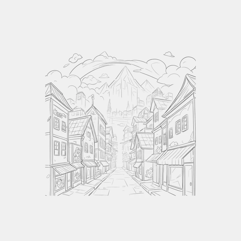 Charming Village with Mountains Male Tank Top