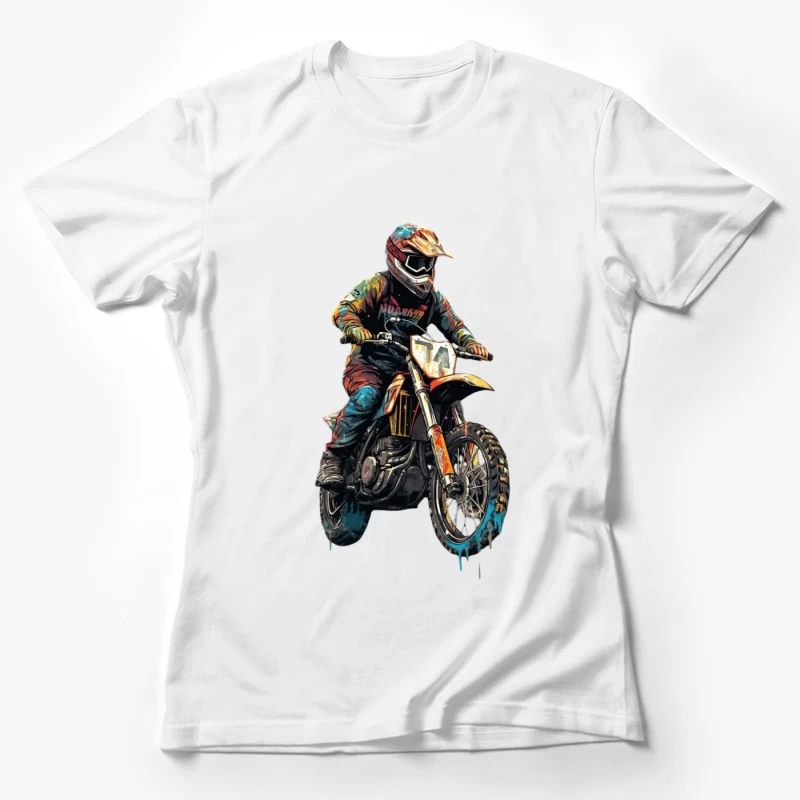 Dynamic Motocross Rider in Action Female T-Shirt