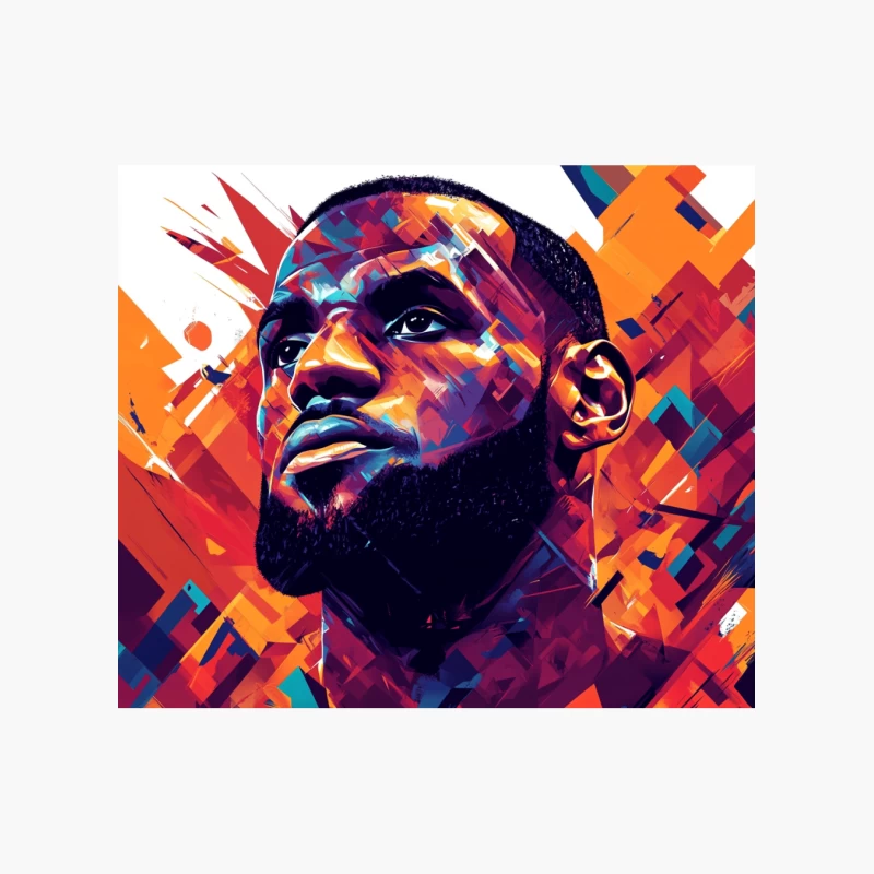 Vibrant Geometric Portrait of Basketball Icon Cotton Tote Bag