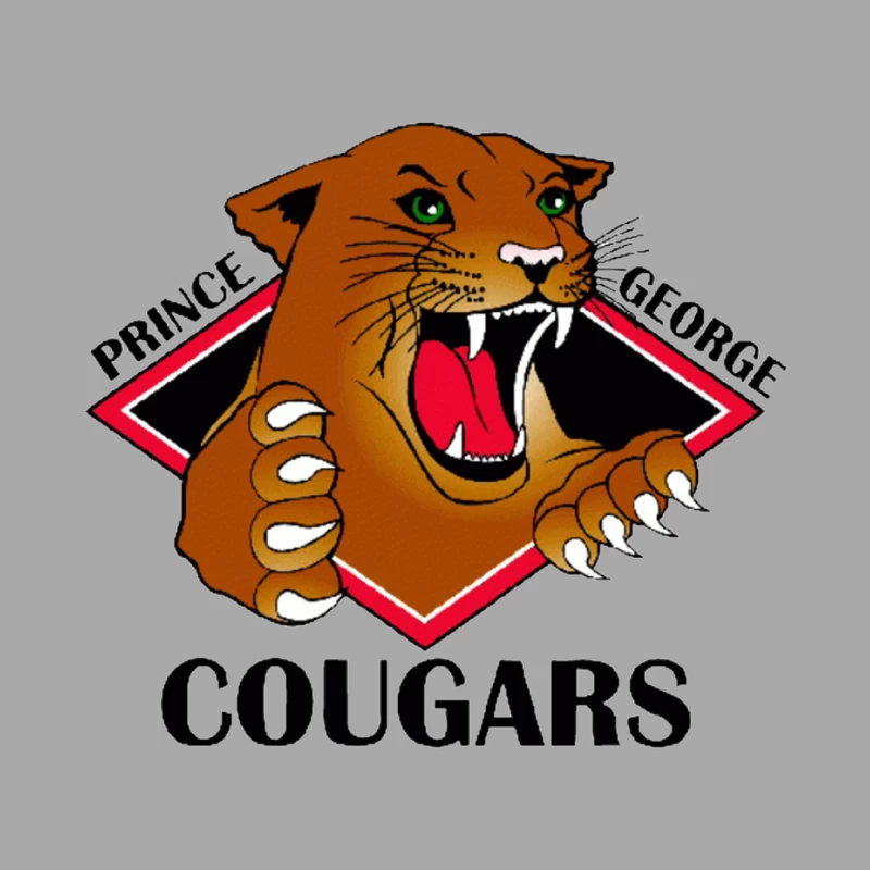 Prince George Cougars Sports Team Logo with Fierce Cougar Mascot Female Pullover Hoodie