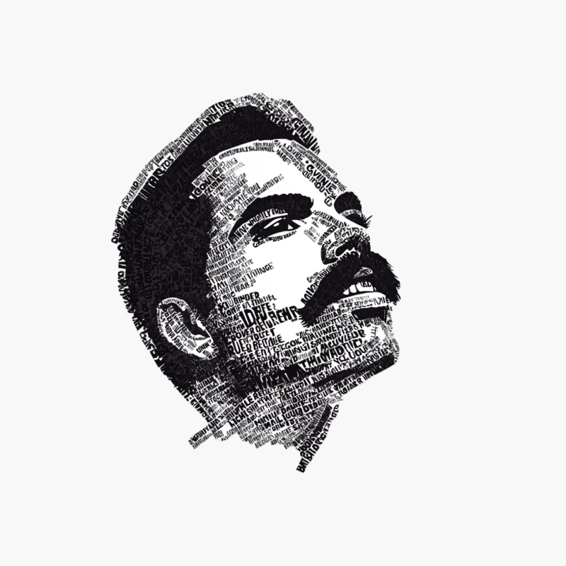 Typographic Portrait: Artistic Word Art Profile in Black and White Cotton Tote Bag