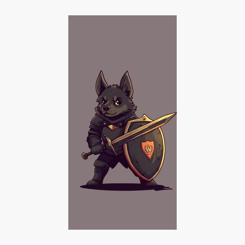 Cute Cartoon Dog Warrior with Sword and Shield iPhone Case
