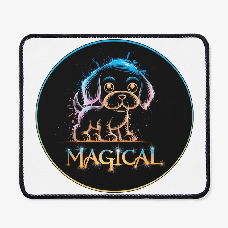 Magical Neon Puppy Art Mouse Pad