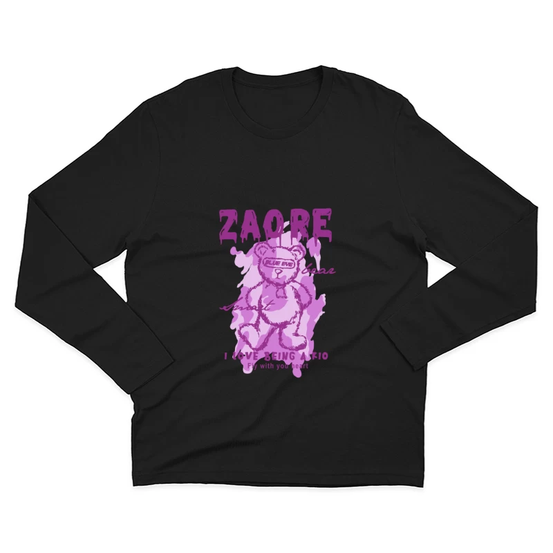 Playful Teddy Bear Graphic Design Male Long Sleeve T-Shirt