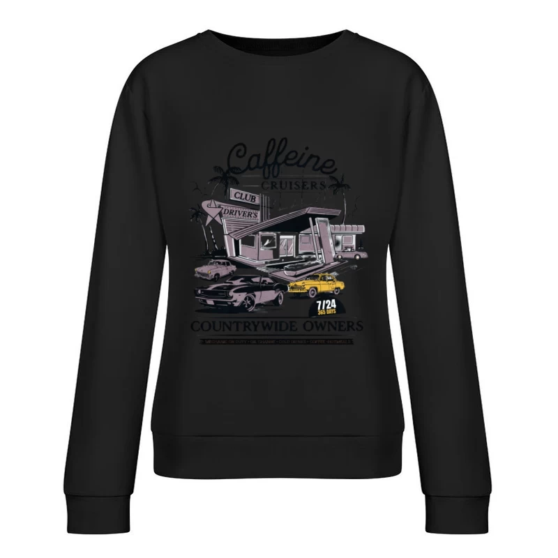 Retro-Auto Treffpunkt Design Damen Pullover Sweatshirt