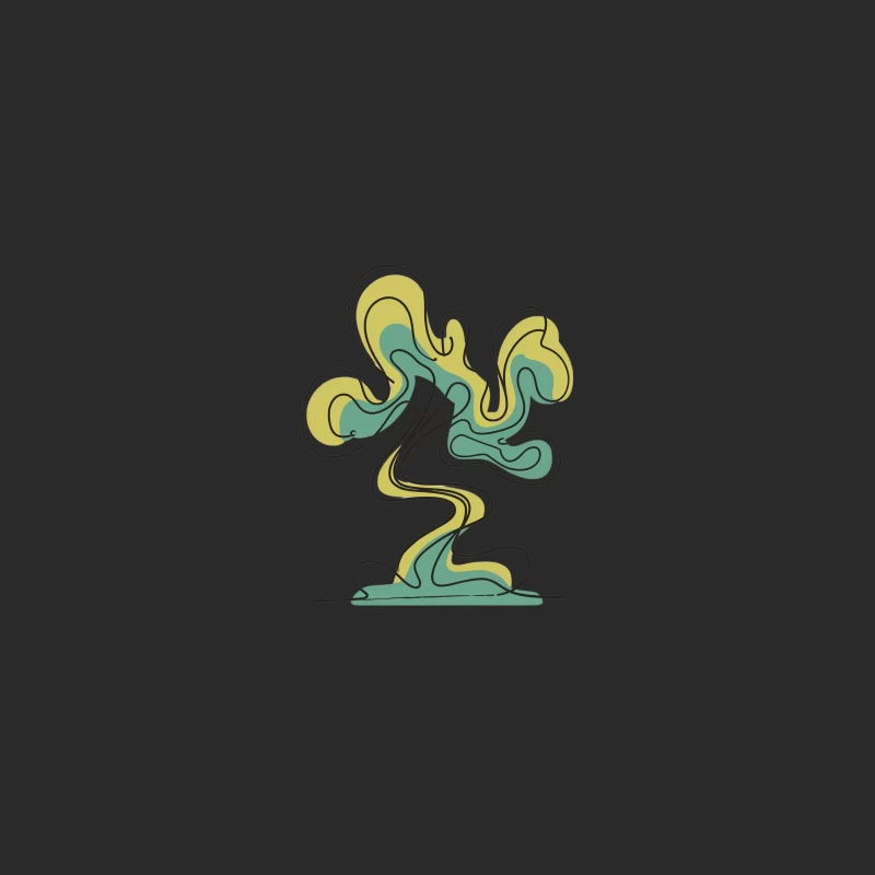 Fluid Abstract Green and Yellow Organic Form Baseball Cap