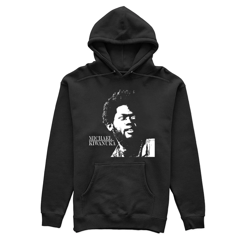 Black and White Line Art Portrait of Michael Kiwanuka Female Pullover Hoodie