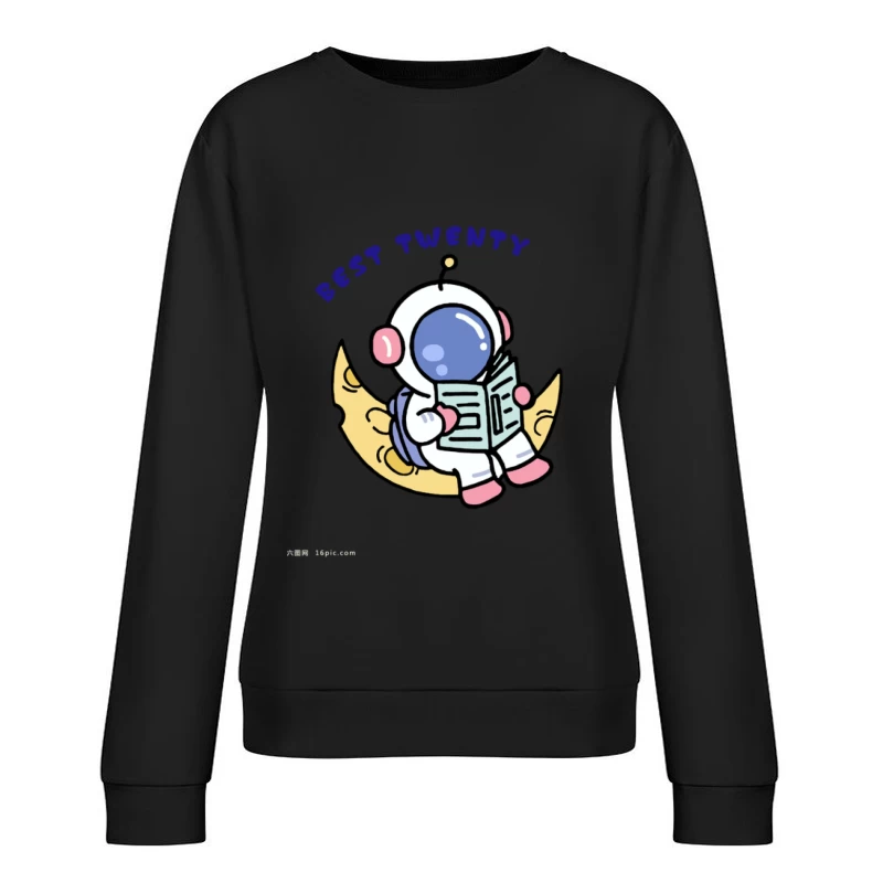 Astronaut liest auf dem Mond Damen Pullover Sweatshirt