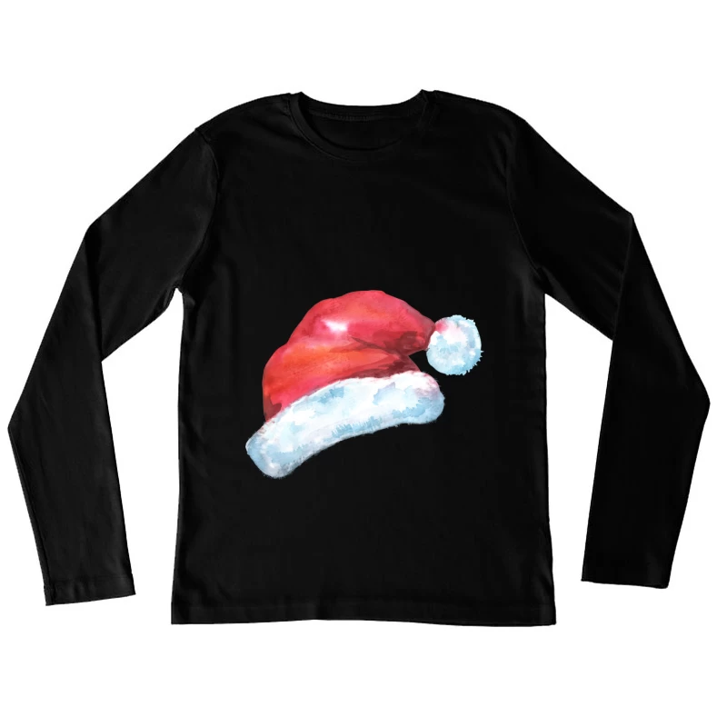 Chapeau de Noël en aquarelle Femme Manches Longues T-Shirt