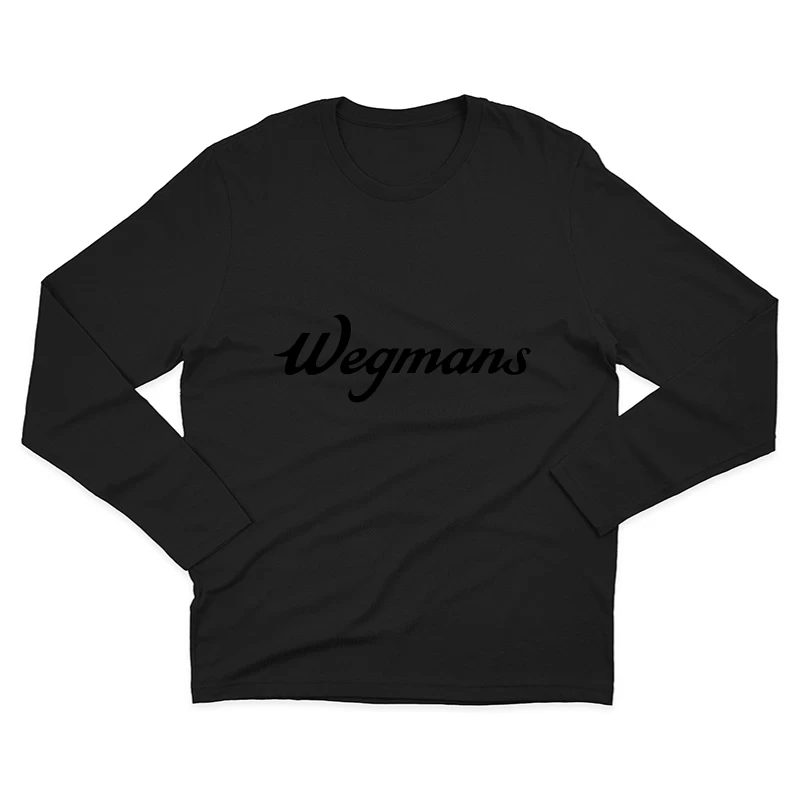 Wegmans Supermarket Chain Logo in Black Script Font Male Long Sleeve T-Shirt