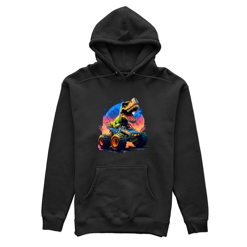 Dinosaurier-Monstertruck bei Sonnenuntergang Damen Pullover Hoodie