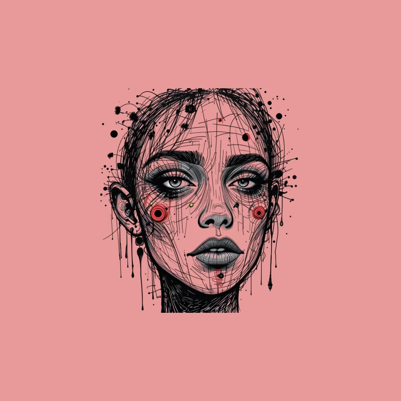 Futuristic Abstract Portrait Illustration Travel Mug