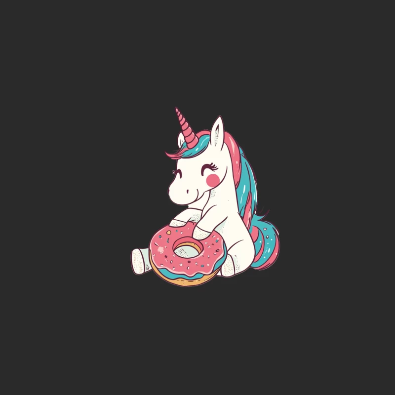 Cute Cartoon Unicorn with Pink Donut Baseball Cap