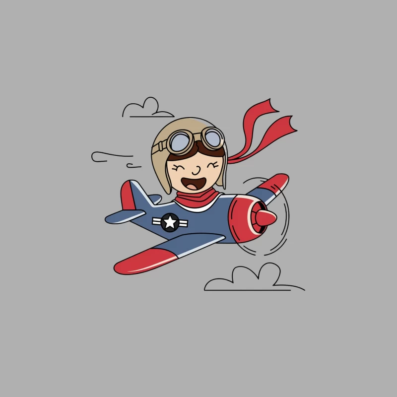 Cute Retro Cartoon Pilot Flying Vintage Airplane Male Tank Top