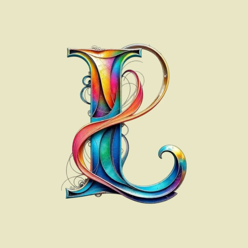 Ornate Rainbow Letter P with Decorative Swirls Mouse Pad