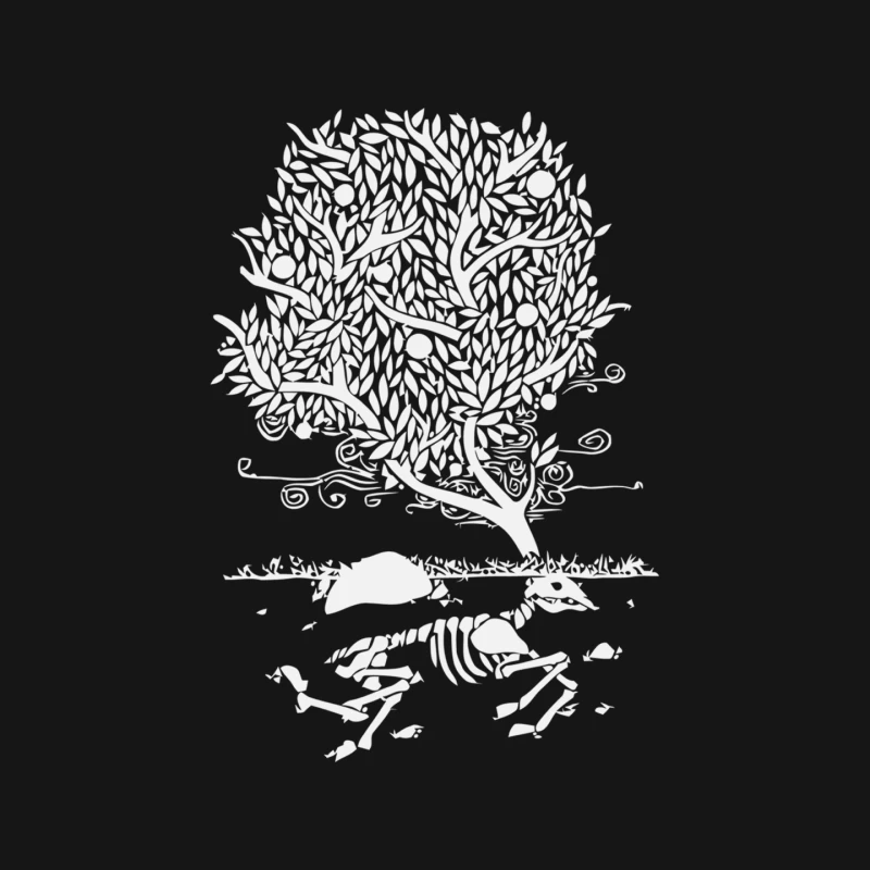 Abstract Tree Skeleton with Exposed Roots Illustration Mouse Pad