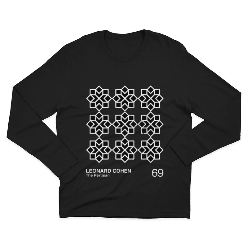 Leonard Cohen's "The Partisan" Minimalist Album Cover with Geometric Star Pattern Male Long Sleeve T-Shirt