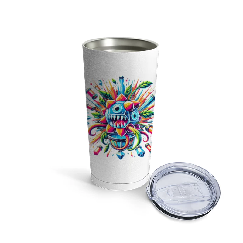 Vibrant Explosive Monster Graffiti Art Travel Mug