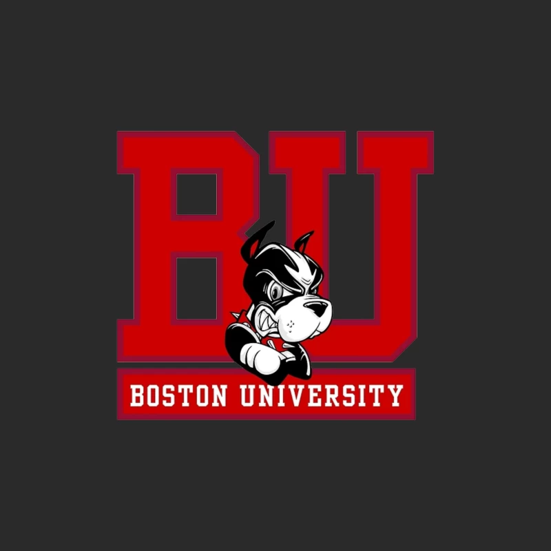 Boston University Logo with Terrier Mascot Baseball Cap